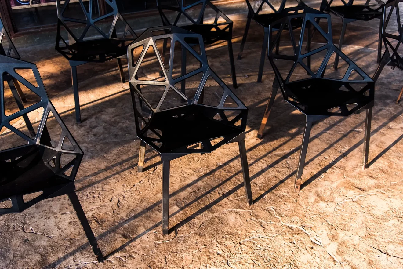 group-of-black-metal-chairs